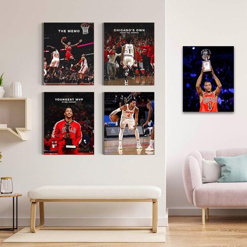 ART Chicago's Own Derrick Rose Celebration قماش جدار ديكور طباعة كرة السلة شكرًا لك ديريك - غطاء سوبر ستار ملصق جداري مؤطر على القماش صورة ديكور مكتب غرفة المعيشة 11 × 14 بوصة in Saudi Arabia