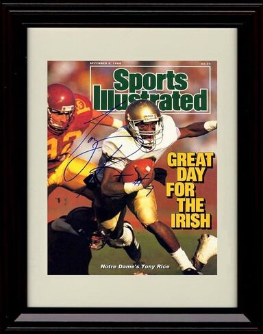 Tony Rice Autograph Promo Print - Notre Dame Football- SI - Framed 8x10 in Saudi Arabia