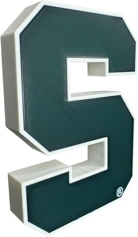 شعار S مزخرف مطبوع ثلاثي الأبعاد لولاية ميشيغان، شكل عرض قائم بذاته، أخضر وأبيض، ديكور لمشجعي الرياضة الجامعية in Kuwait