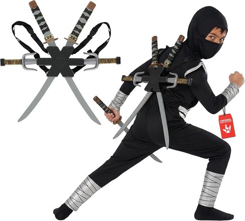 Morph Sleek Black Ninja Costume Accessories with Ninja Swords for Kids with Back Strap Kids Swords for Boys in Saudi Arabia