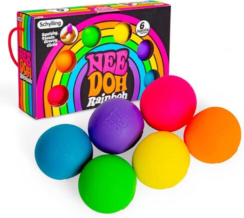 Schylling NeeDoh Rainboh Teenie - Sensory Squeeze Toy - Contains 6 Mini Groovy Globs - 1.5" Wide - Multicolored in Kuwait