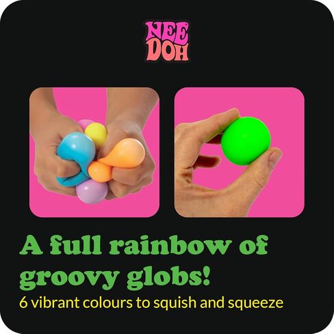 Schylling NeeDoh Rainboh Teenie - Sensory Squeeze Toy - Contains 6 Mini Groovy Globs - 1.5" Wide - Multicolored in Kuwait