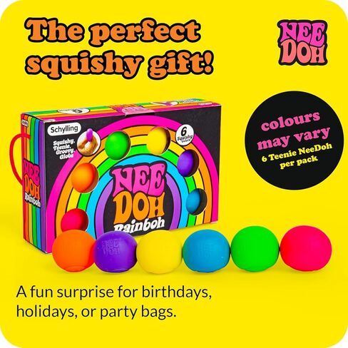 Schylling NeeDoh Rainboh Teenie - Sensory Squeeze Toy - Contains 6 Mini Groovy Globs - 1.5" Wide - Multicolored in Kuwait