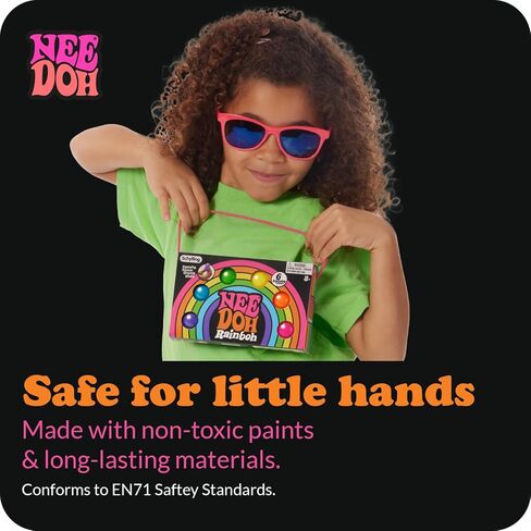 Schylling NeeDoh Rainboh Teenie - Sensory Squeeze Toy - Contains 6 Mini Groovy Globs - 1.5" Wide - Multicolored in Kuwait
