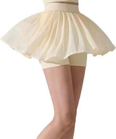 Oplxuo Womens Mesh Athletic Skort High Waist Tennis Skirts with Shorts Sheer A Line Flowy Skirts in Saudi Arabia