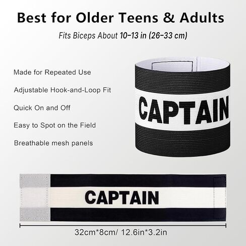 18 حزمة من أحزمة الكابتن لكرة القدم وكرة القدم والرجبي، أشرطة كابتن قابلة للتعديل بخطاف وحلقة، 6 ألوان (3 لكل منها)، مرئية للحكم، قابلة للغسل، تناسب المراهقين الأكبر سنًا والبالغين، 10-13 بوصة في العضلة ذات الرأسين in Kuwait