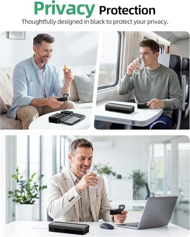 منظم حبوب منع الحمل الأسبوعي الكبير من PULIV مرتين في اليوم مع مطبوعات للوجه لسهولة تتبع حبوب منع الحمل، حقيبة حبوب منع الحمل صباحًا ومساءً مع حماية مزدوجة، صندوق حبوب سفر مدمج 7 أيام للفيتامينات وزيوت السمك والمكملات الغذائية in Kuwait