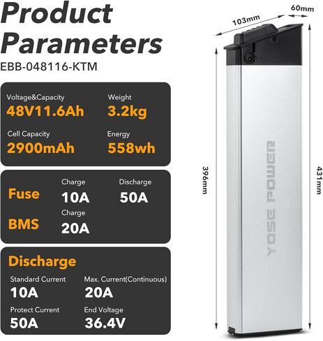 YS YOSE POWER Ebike Battery 48V 11.6Ah for Lectric XP Battery Replacement Compatible with Lectric XP 1.0 2.0 3.0 Step-Over Electric Bicycle Spare Lectric Batteries in Kuwait