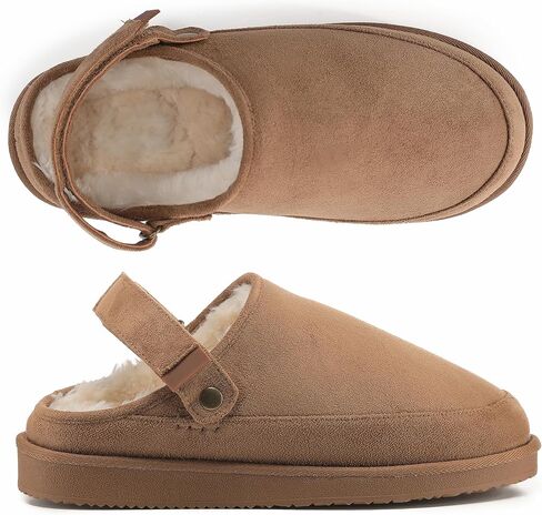 POLAR Women’s Suede Comfort Faux Fur Clogs – Breathable Slip-On with Adjustable Strap & Lightweight Durable Sole – Casual Everyday Footwear for Home, Travel & Walking in Saudi Arabia