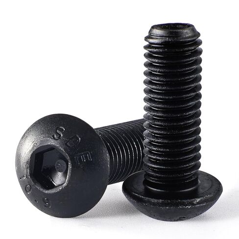 M12-1.75 x 40mm 6 قطع براغي غطاء مقبس رأس الزر، مسامير M12 x 1.75، سبائك فولاذية بدرجة 10.9، لمسة نهائية من أكسيد أسود، محرك ألين متري، خيط كامل in Kuwait