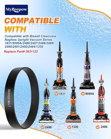 حزام تفريغ 3031123 متوافق مع طراز Bissell Cleanview بدون اكياس موديل 1819 1820 1831 9595A 3583 2486 2487 2488 2489 2490 2491 2492 2494 1319 1320 1322 1327 1328 سلسلة 1330، 3 عبوات in Kuwait