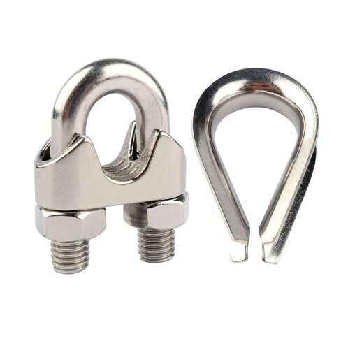 10 مجموعة 1/8 بوصة سلك حبل المشابك مع كشتبان، 304 الفولاذ المقاوم للصدأ M3 كابل المشابك عدة لكابل الكشتبانات تزوير in Kuwait