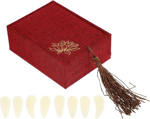 ibasenice Professional Guzheng Fake Nail Set مجموعة أصابع واقية يمكن ارتداؤها للبالغين، مرهم صغير الحجم أبيض، صندوق تخزين 8 قطع، ملحقات لعب Guzheng للتمرين in Kuwait