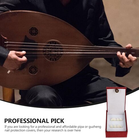 ibasenice Professional Guzheng Fake Nail Set مجموعة أصابع واقية يمكن ارتداؤها للبالغين، مرهم صغير الحجم أبيض، صندوق تخزين 8 قطع، ملحقات لعب Guzheng للتمرين in Kuwait