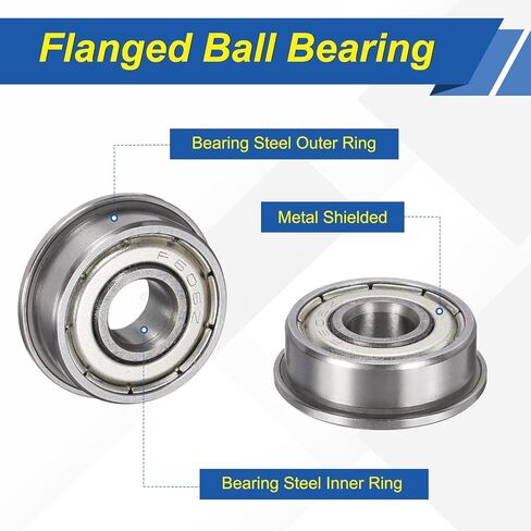 uxcell 10Pcs F606ZZ Flanged Ball Bearings, 6 x 17 x 6mm Double Shielded Chrome Steel Deep Groove Bearing, ABEC5 in Saudi Arabia