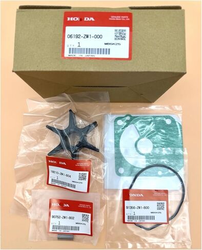 Genuine 06192-ZW1-000 Water Pump Impeller Repair Kit with 19210-ZW1-B04 Impeller, 90752-ZW1-B02 Key Gasket 19234-ZW1-B00 91356-ZW1-B00 for Honda Outboard BF75 BF90 BF115A BF130A in Saudi Arabia