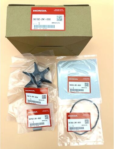 Genuine 06192-ZW1-000 Water Pump Impeller Repair Kit with 19210-ZW1-B04 Impeller, 90752-ZW1-B02 Key Gasket 19234-ZW1-B00 91356-ZW1-B00 for Honda Outboard BF75 BF90 BF115A BF130A in Saudi Arabia