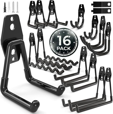 16 Pack Garage Hooks Heavy Duty Wall Mount Storage Hangers Holder Organizer, for Power Tool, Garden Yard Tools, Utility, Ladder, Hose in Saudi Arabia