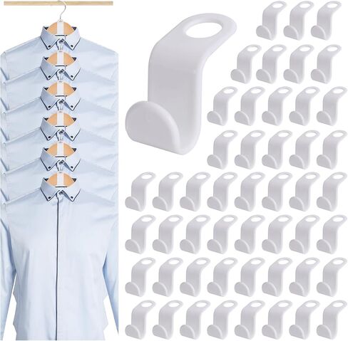MCPINKY 50PCS Hanger Hooks, Hanger Connector Hooks Closet Space Savers for Hanging Clothes, White in Saudi Arabia