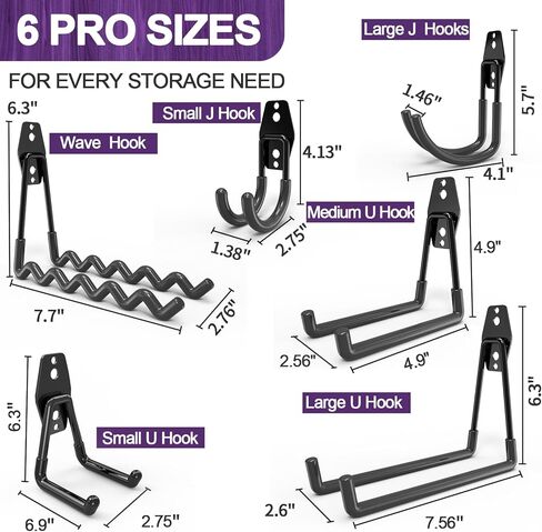 16 Pack Garage Hooks Heavy Duty Wall Mount Storage Hangers Holder Organizer, for Power Tool, Garden Yard Tools, Utility, Ladder, Hose in Saudi Arabia