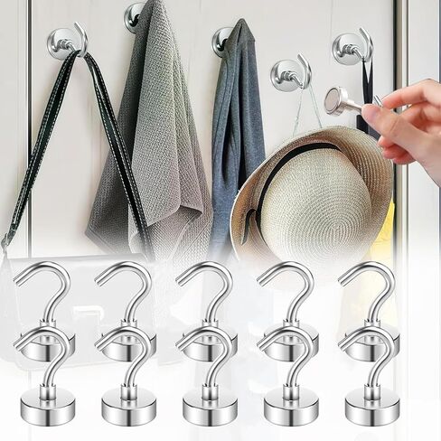 10 Pack Magnetic Hooks, Magnet Hook Cruise Cabin Ship Essentials,Magnetic Cruise Hooks for Hanging, Classroom, Office, and Kitchen(Silver) in Saudi Arabia