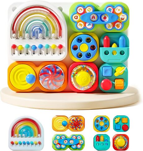 auby Busy Board 3.0 لعبة حسية تعليمية قابلة للفصل والتجميع للأطفال الصغار من سن 1 إلى 6 سنوات - لوحة أنشطة تعليمية محمولة مع 7 أدوات مناسبة للسفر، وتنمية المهارات الحركية الدقيقة in Saudi Arabia