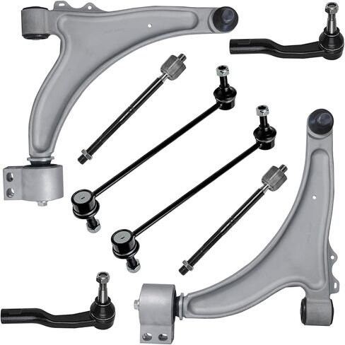 Detroit Axle - مجموعة أذرع التحكم السفلى في الأمام لعام 2013-2015 Chevy Malibu ، و 2 أذرع تحكم منخفضة مع مفاصل الكرة ، و 4 قضبان ربط داخلية ومرجعية ، وربطان بارين 2014 بديل in Kuwait