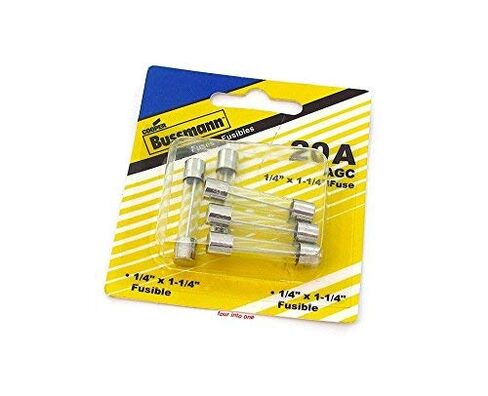 Bussmann AGC-20-R AGC Series Fuse, Fast Acting, 20 Amp, 32V, Glass Tube, 1/4" x 1-1/4", Rohs Compliant (Pack of 5) in Saudi Arabia