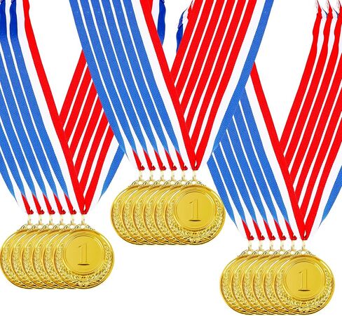 18 قطعة 2 بوصة ميداليات جائزة الفائز بالذهب ميداليات جائزة المركز الأول مع أشرطة الرقبة للبطولات والمسابقات والجوائز الرياضية المفضلة للحفلات in Kuwait