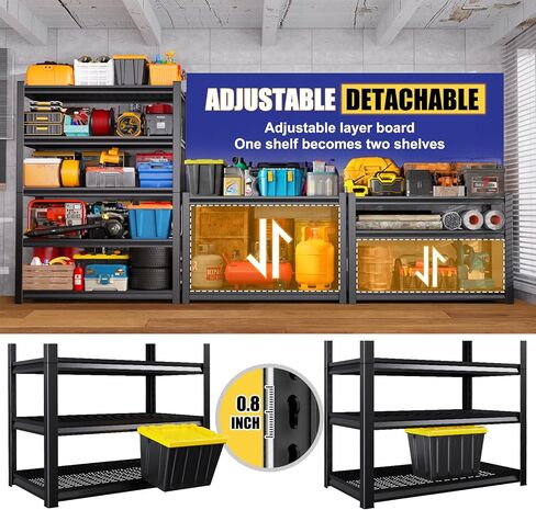 Garage Shelving-3500 lbs 5 Tier Storage Shelves,Adjustable Heavy Duty Metal Shelving Unit and Storage Large Wire Rack,Utility Steel Shelf for Warehouse Industrial Pantry Basement -72"x59"x20",Black in Saudi Arabia