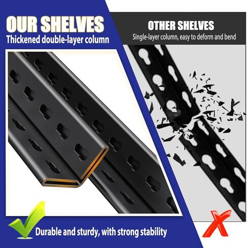 Garage Shelving-3500 lbs 5 Tier Storage Shelves,Adjustable Heavy Duty Metal Shelving Unit and Storage Large Wire Rack,Utility Steel Shelf for Warehouse Industrial Pantry Basement -72"x59"x20",Black in Saudi Arabia