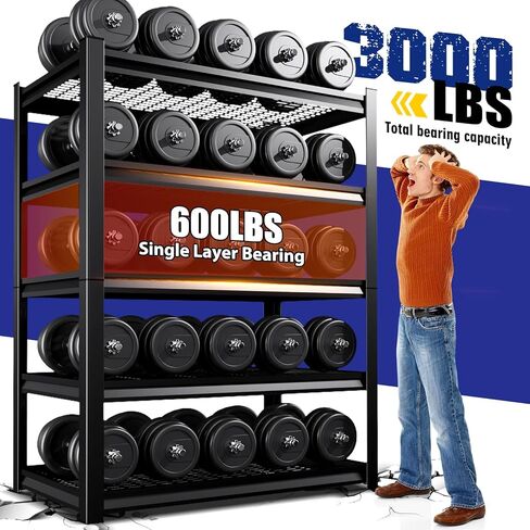 Garage Shelving-3500 lbs 5 Tier Storage Shelves,Adjustable Heavy Duty Metal Shelving Unit and Storage Large Wire Rack,Utility Steel Shelf for Warehouse Industrial Pantry Basement -72"x59"x20",Black in Saudi Arabia