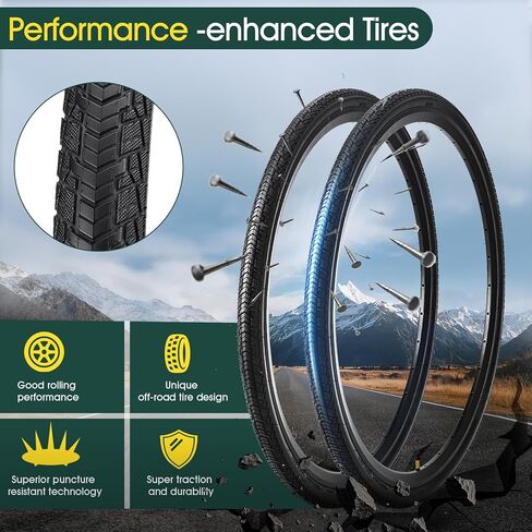 إطارات دراجة 700C، إطار دراجة 700 × 38C (40-622)، إطارات دراجة ومجموعة أنابيب مع صمام شريدر 48 مم، إطارات دراجة طريق 700x38c لإطارات وأنابيب دراجة 700 × 35C/36C/37C/38C/40C، 2 رافعة إطارات، 2 شريط حافة in Kuwait