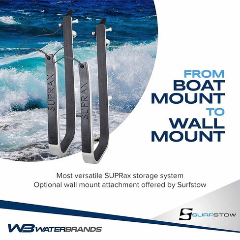 SurfStow Transport SUPRax 50050-2 نظام لوحة واحدة للتركيب على القارب/السكك الحديدية | للدعائم الزاوية | رف لوح التجديف واقفًا | تخزين لوحة SUP | | معدني | 26 × 11 × 4 بوصة in Kuwait