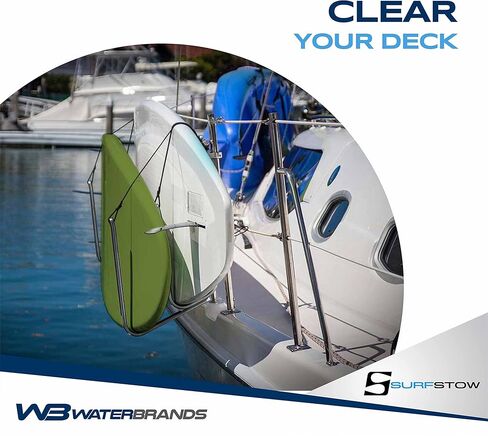 SurfStow Transport SUPRax 50050-2 نظام لوحة واحدة للتركيب على القارب/السكك الحديدية | للدعائم الزاوية | رف لوح التجديف واقفًا | تخزين لوحة SUP | | معدني | 26 × 11 × 4 بوصة in Kuwait