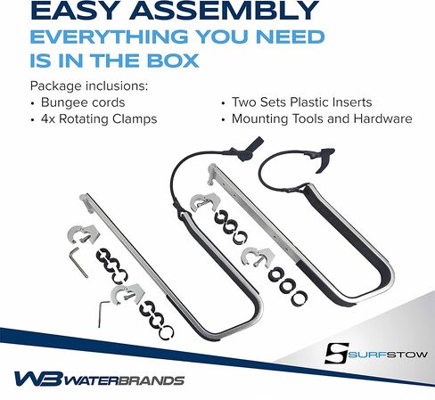 SurfStow Transport SUPRax 50050-2 نظام لوحة واحدة للتركيب على القارب/السكك الحديدية | للدعائم الزاوية | رف لوح التجديف واقفًا | تخزين لوحة SUP | | معدني | 26 × 11 × 4 بوصة in Kuwait