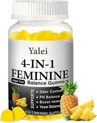 4-in-1 Nuora Premium Feminine Balance Gummies & PH Balance Gummies for Women - Immune Support & Healthy Odor & Flora - Vegan,Non-GMO - Hawaiian Pineapple,60 Count in Kuwait