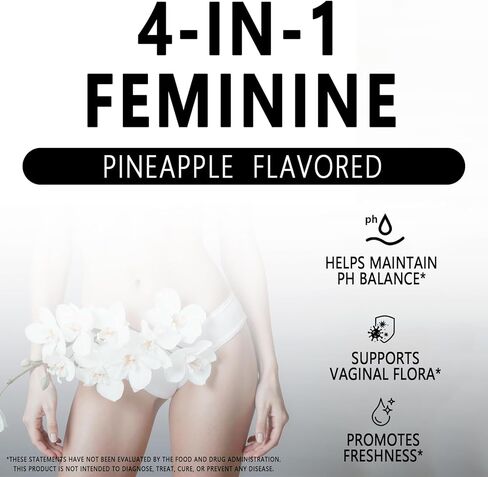 4-in-1 Nuora Premium Feminine Balance Gummies & PH Balance Gummies for Women - Immune Support & Healthy Odor & Flora - Vegan,Non-GMO - Hawaiian Pineapple,60 Count in Kuwait