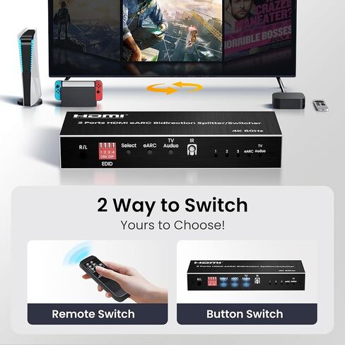 وصلات avedio محول مصفوفة HDMI 4x2 مع مخرج صوت SPDIF/3.5 مم، 4K@30 هرتز 4 في 2 مخرج HDMI 1.4b HDCP 2.2 محدد محول مع جهاز تحكم عن بعد بالأشعة تحت الحمراء، EDID قابل للضبط، يدعم DTS/Dobly-TrueHD/DSD in Saudi Arabia