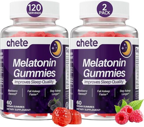Melatonin 5mg Gummies for Adults, Raspberry Flavor Sleep Aid, Sugar-Free, 60 Gummies, 60 Days Supply in Saudi Arabia