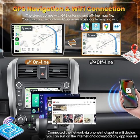 راديو ستيريو للسيارة Honda Civic 2006-2011، Android 13.0 (4G RAM 64G ROM) شاشة لمس 9 بوصة يدعم Carplay/Android Auto، نظام تحديد المواقع العالمي (GPS) وبلوتوث، كاميرا احتياطية وراديو FM in Saudi Arabia