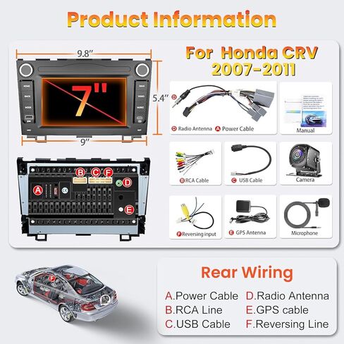 راديو ستيريو للسيارة Honda Civic 2006-2011، Android 13.0 (4G RAM 64G ROM) شاشة لمس 9 بوصة يدعم Carplay/Android Auto، نظام تحديد المواقع العالمي (GPS) وبلوتوث، كاميرا احتياطية وراديو FM in Saudi Arabia