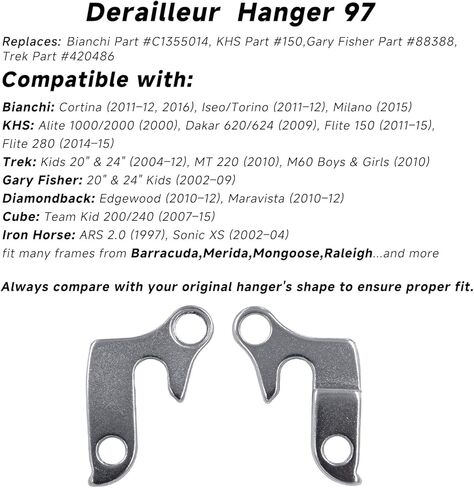 Derailleur Hanger 97 Compatible with Bianchi C1355014, KHS 150, Gary Fisher 88388, Trek 420486 – Silver CNC Aluminum Alloy Replacement in Saudi Arabia