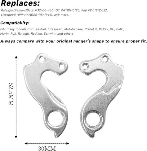 شماعة Derailleur الخلفية للدراجة 96 - شماعة تروس من سبيكة CNC 6061 لـ Kestrel، Litespeed، Motobecane، Planet X، Ridley، BH، Marin، Raleigh، Fuji، BMC، Redline، MASI - عبوتان مع مسامير in Saudi Arabia