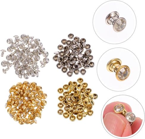 Uonlytech 100Pcs Glass Rhinestone Bag Studs Decorative Nailheads for DIY Crafts Durable Rivets for Bags Easy to Use Home and Shop Projects in Saudi Arabia