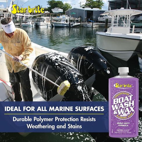 STAR BRITE Boat Wash & Wax - Heavy Duty Concentrate - Clean, Shine & Protect in One Easy Step - 1 Ounce Makes 1 Gallon - Blueberry Scent in Kuwait