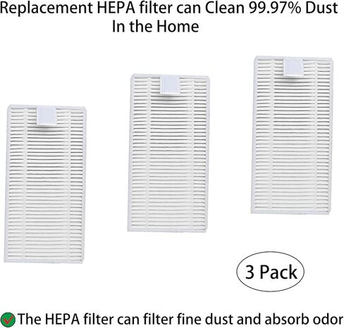 Replacement Part for iHome AutoVac Nova S1 Pro Robot Vacuum Accessories | Parts # iHRVS1PRO-3BLK, iHRVS1-3BLKS, iHRV9-BLKS | Include 1 Main Brush+6 Side Brushes+3 Filters in Kuwait