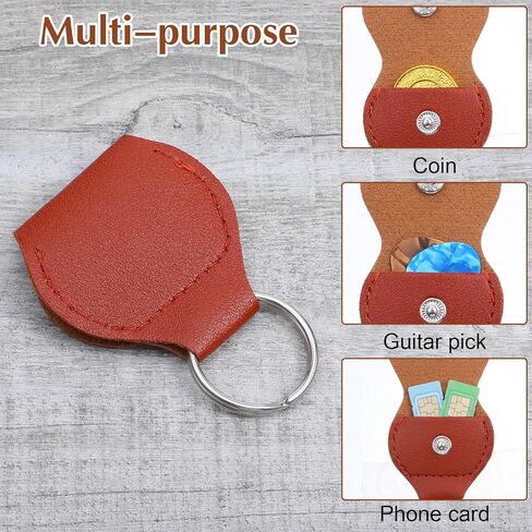4 Pcs Leather Guitar Picks Keychain Holder, Leather Guitar Pick Holder Keychain Guitars Picks Holders Case Bag Plectrum Key Fob Cases Bag Gift for Guitars Players Black + Brown in Saudi Arabia