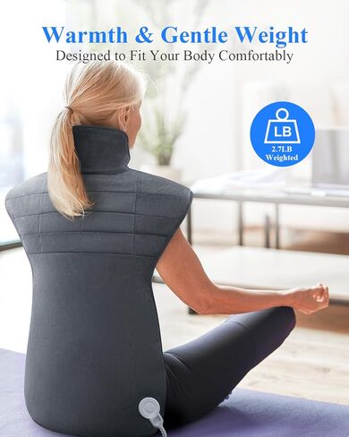 Weighted Heating Pad for Neck and Shoulders and Back, Mothers Day Gifts for Mom Wife, 22"x37" Large Heat Pad for Pain Relief and Daily Relaxtion, 6 Heat Levels 4 Timers, Auto-Off, Gifts for Women Men in Saudi Arabia
