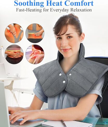 Weighted Heating Pad for Neck and Shoulders and Back, Mothers Day Gifts for Mom Wife, 22"x37" Large Heat Pad for Pain Relief and Daily Relaxtion, 6 Heat Levels 4 Timers, Auto-Off, Gifts for Women Men in Saudi Arabia
